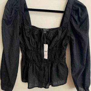 JCrew, Cinched-waist top in herringbone cotton